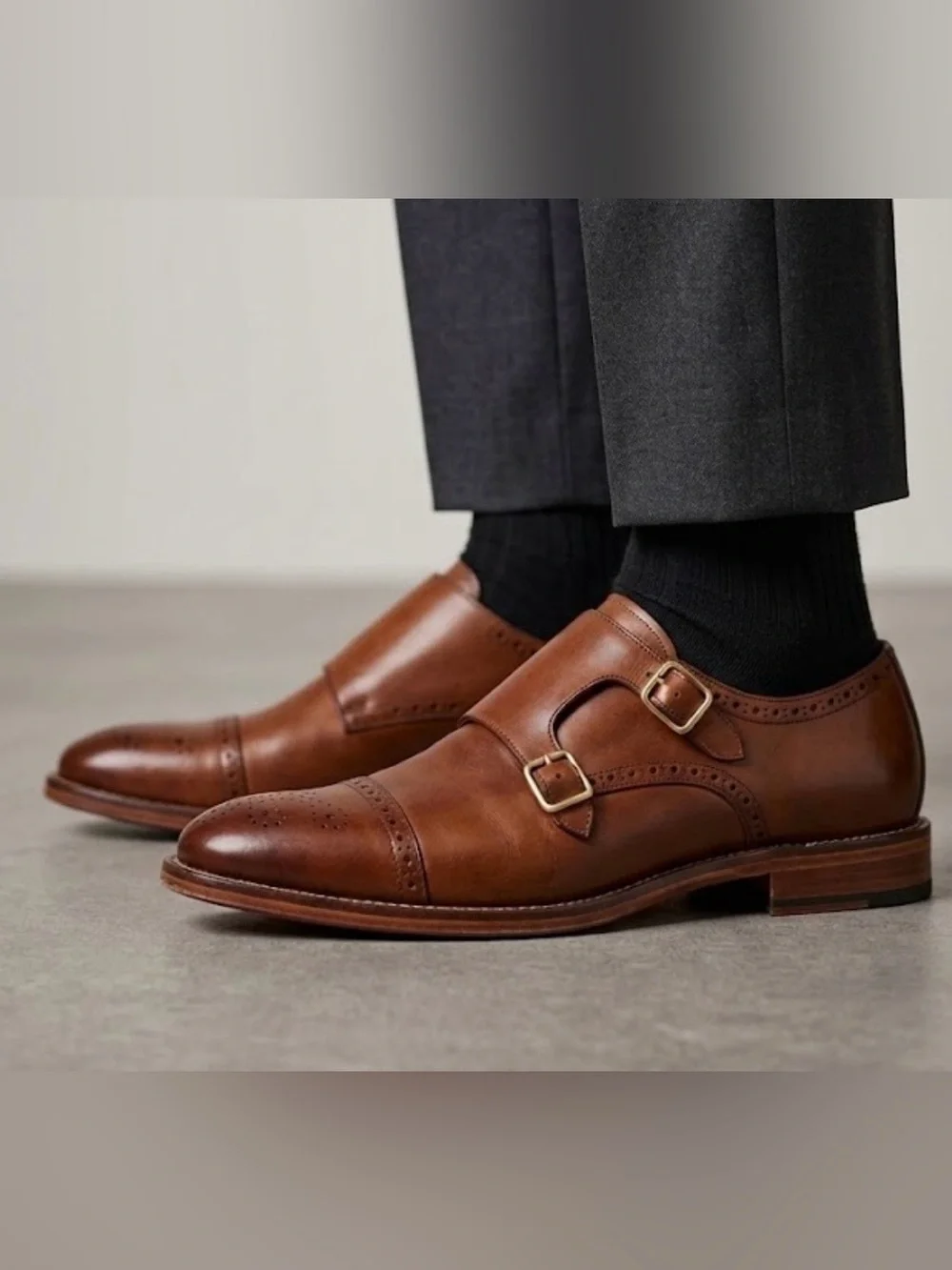 Johnston & Murphy Double Buckle Monk Strap Mens Brown Oxfords Casual Shoes 8.5M